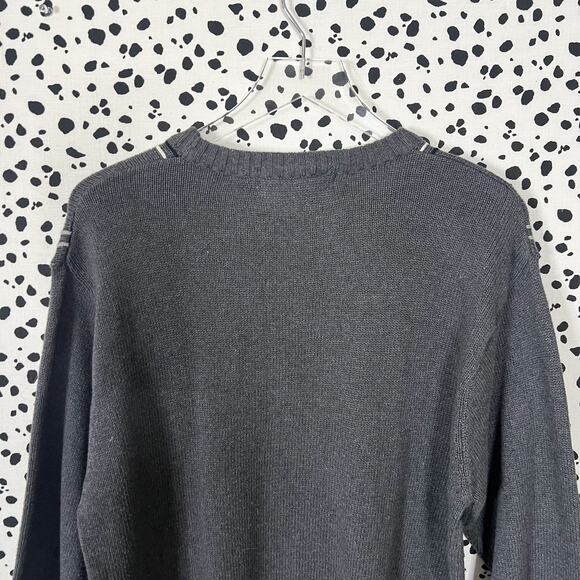 Oscar de la Renta | Men’s Grey Plaid White Grid Cotton Designer Sweater L EUC - Picture 6 of 8